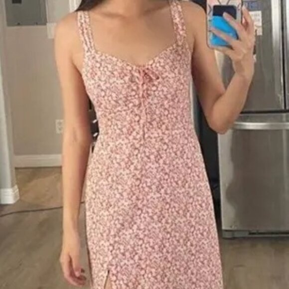 Abercrombie & Fitch Red Floral Midi Dress - Picture 1 of 3